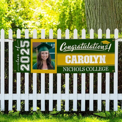 Graduation Banner 2025 Personalized - Your Own School Colors, Message - 17 Color Options 3 Sizes, 13oz Vinyl - Class of 2025 Banner, Outdoor Graduation Decor - Photo in Saudi Arabia