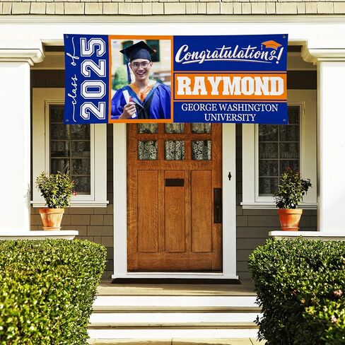 Graduation Banner 2025 Personalized - Your Own School Colors, Message - 17 Color Options 3 Sizes, 13oz Vinyl - Class of 2025 Banner, Outdoor Graduation Decor - Photo in Saudi Arabia