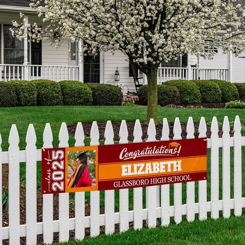 Graduation Banner 2025 Personalized - Your Own School Colors, Message - 17 Color Options 3 Sizes, 13oz Vinyl - Class of 2025 Banner, Outdoor Graduation Decor - Photo in Saudi Arabia