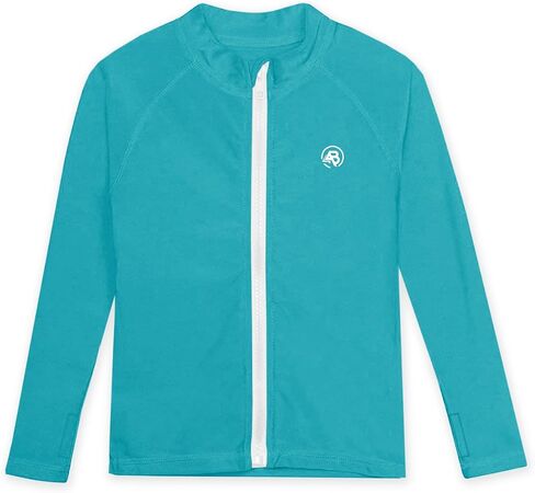 Kids Rash Guard UPF 50+ UV Sun Boy Girl Zip Hiking Shirt Long Sleeve Swim Tops with Thumb Holes Orange 11-12Y in Saudi Arabia