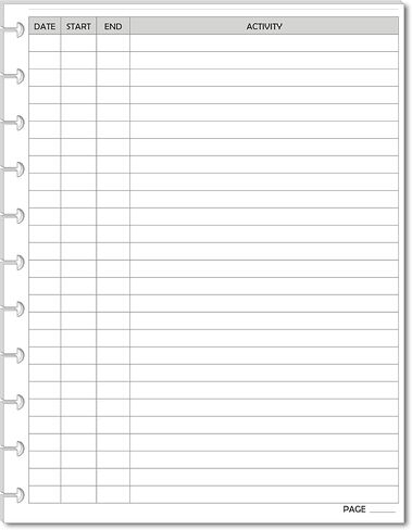 Activity Log Refill Pages fits 9-Disc Classic Happy Planners, Time Activity Tracker Log Refills, Pre-punched Happy Planner Inserts (9 Disc Classic) in Kuwait