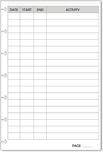 Activity Log Refill Pages fits 9-Disc Classic Happy Planners, Time Activity Tracker Log Refills, Pre-punched Happy Planner Inserts (9 Disc Classic) in Kuwait
