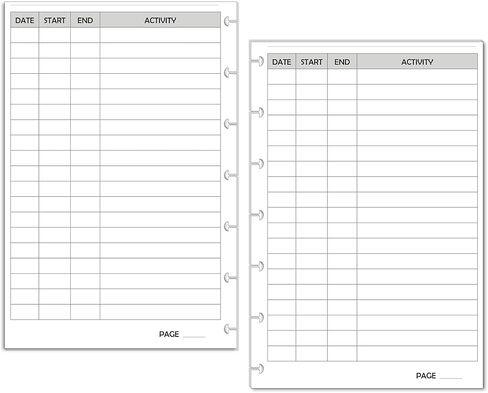 Activity Log Refill Pages fits 9-Disc Classic Happy Planners, Time Activity Tracker Log Refills, Pre-punched Happy Planner Inserts (9 Disc Classic) in Kuwait