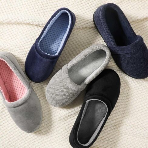 ULTRAIDEAS Women's Grace Closed Back Slippers, Memory Foam Loafer House Shoes with Rubber Sole （Size 9, Black in Saudi Arabia