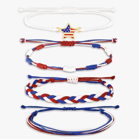 4th of July Bracelets, USA Fourth of July Accessories as 4th of July Outfits for Women, Patriotic Red White and Blue Accessories as American Flag Bracelet, 4th of July Jewelry for Women Men in Kuwait