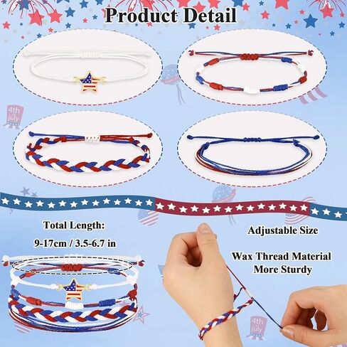4th of July Bracelets, USA Fourth of July Accessories as 4th of July Outfits for Women, Patriotic Red White and Blue Accessories as American Flag Bracelet, 4th of July Jewelry for Women Men in Kuwait
