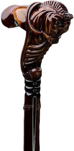 Wooden Horse Engraved Hand carved Cane - Premium Wood Carved Walking Stick Cane With Ergonomic Palm Grip Handle - 36" Brown Handmade Elegant Carved Walking Stick For Men Women in Saudi Arabia