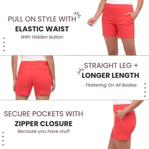 Rekucci Women's Ease into Comfort Riviera Short with Zipper Pockets in Kuwait