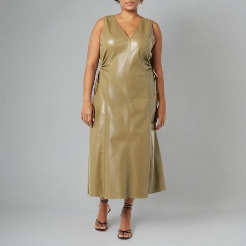 The Drop Women's Sabi Vegan Leather Cutout Midi Dress in Kuwait