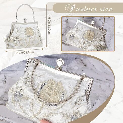 Women's Vintage Floral Beaded Embroidery Clutch Sequin Rhinestone Navy Blue Clutch Purse Embroidered Crossbody Bag Evening Handbag Vintage Bags for Wedding Party Formal Dress Prom in Saudi Arabia