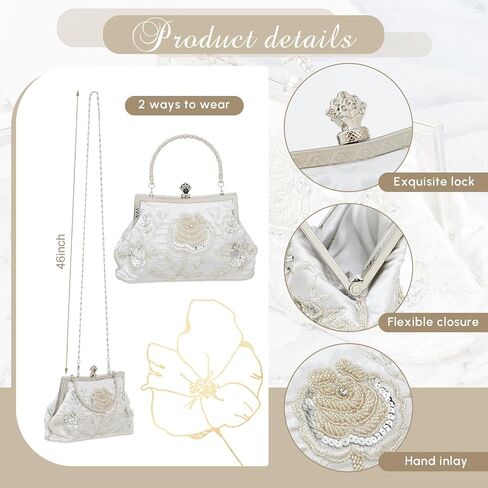 Women's Vintage Floral Beaded Embroidery Clutch Sequin Rhinestone Navy Blue Clutch Purse Embroidered Crossbody Bag Evening Handbag Vintage Bags for Wedding Party Formal Dress Prom in Saudi Arabia