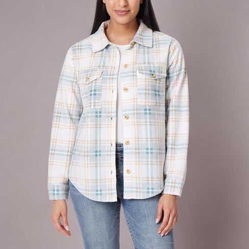 WallFlower Women's Taylor Polar Cozy Fleece Boyfriend Trendy Spring, Summer, and Fall Light Shacket Jackets in Saudi Arabia