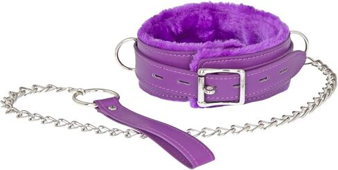 Gothic Leather Collar, PU Leather Fur Lined Collar Necklace, Pet Collar with Detachable Hand Leash Chain in Saudi Arabia