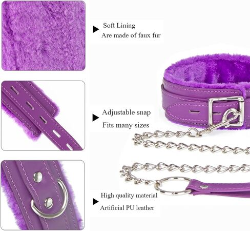 Gothic Leather Collar, PU Leather Fur Lined Collar Necklace, Pet Collar with Detachable Hand Leash Chain in Saudi Arabia