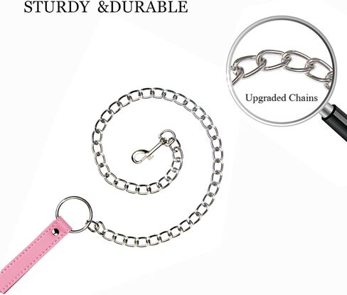 Gothic Leather Collar, PU Leather Fur Lined Collar Necklace, Pet Collar with Detachable Hand Leash Chain in Saudi Arabia