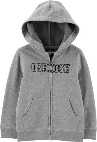 OshKosh B'Gosh Boys' Full Zip Logo Hoodie, Medium Grey Heather, 4 in Saudi Arabia