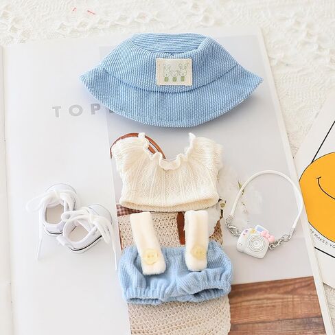 Clothes Set for Labubu Doll,Clothes for Labubu, Crochet 4 Piece Set Hat Clothes Cell Phone Backpack for LABUBU, Stylish Adorable Dolls Clothes Accessories (No Doll) (Pink) in Saudi Arabia