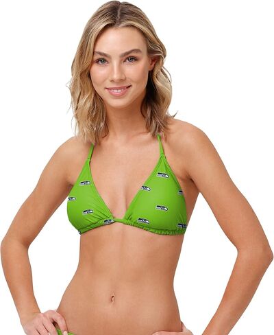 FOCO Women's Standard NFL Team Logo Ladies Bathing Swim Wear Suit, Summertime Solid-Tankini Top, Large in Saudi Arabia
