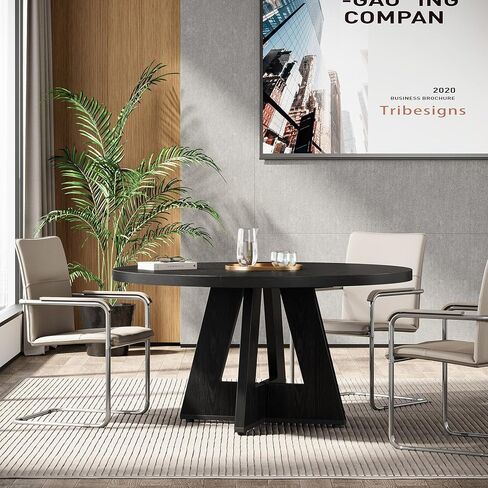Tribesigns 47-Inch Round Conference Table for 4-6 People, Wooden Meeting Room Table with Thicken Tabletop and Wood Base (Grey) in Saudi Arabia