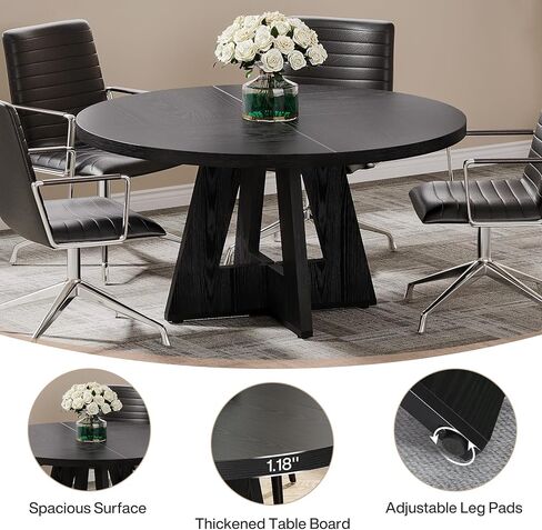 Tribesigns 47-Inch Round Conference Table for 4-6 People, Wooden Meeting Room Table with Thicken Tabletop and Wood Base (Grey) in Saudi Arabia