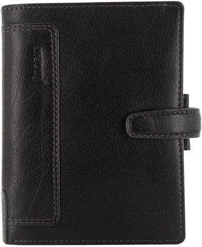 Filofax Holborn Organizer, Pocket Size, Black - Full Grain Buffalo Leather, Six Rings, with Cotton Cream Week-to-View Calendar Diary, Multilingual, 2024 (C025115-24) in Saudi Arabia