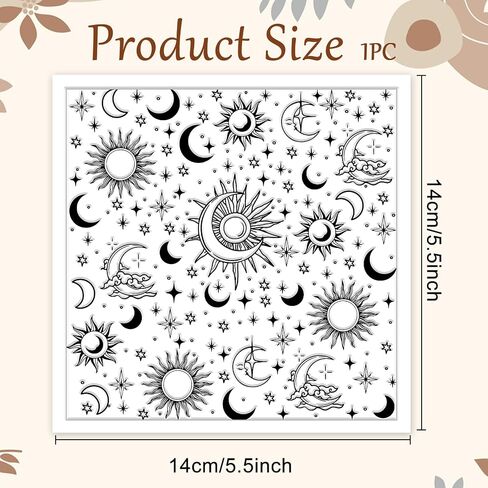 CHGCRAFT Sun and Moon Polymer Clay Texture Sheets Divination Pattern Silicone Texture Stamp Clay Texture Mat Modeling Pattern Pad Sheets for Jewelry and Earrings Tools, 5.5x5.5 inch in Kuwait