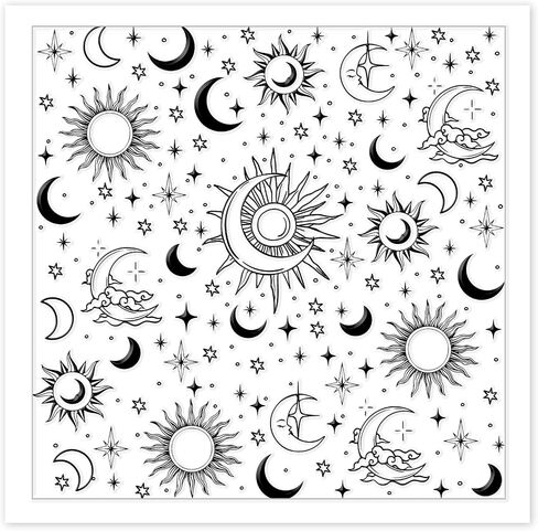 CHGCRAFT Sun and Moon Polymer Clay Texture Sheets Divination Pattern Silicone Texture Stamp Clay Texture Mat Modeling Pattern Pad Sheets for Jewelry and Earrings Tools, 5.5x5.5 inch in Kuwait