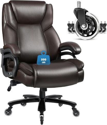 VITESSE 500lbs Heavy Duty Office Chair for Low Back Pain Relief, Big and Tall Office Chair with Ergonomic Lumbar Support, High Back Executive Chair with Quiet Rubber Wheel in Kuwait
