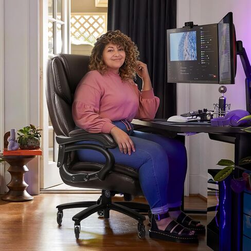 VITESSE 500lbs Heavy Duty Office Chair for Low Back Pain Relief, Big and Tall Office Chair with Ergonomic Lumbar Support, High Back Executive Chair with Quiet Rubber Wheel in Kuwait