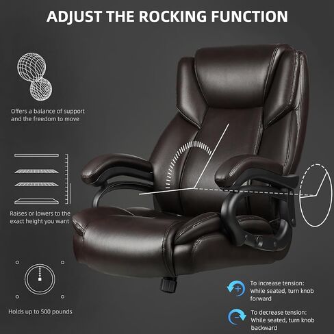 VITESSE 500lbs Heavy Duty Office Chair for Low Back Pain Relief, Big and Tall Office Chair with Ergonomic Lumbar Support, High Back Executive Chair with Quiet Rubber Wheel in Kuwait
