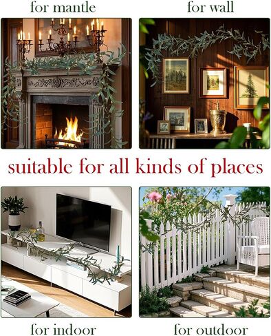 فودديوس مضاءة بطارية أغطية الزيتون التي تعمل مع توقيت 96 LED Fairy Lights 6ft ، Mantle Fireplace Vine Garland مع أضواء لزخرفة عيد الفصح الربيع عيد الميلاد حفل زفاف in Kuwait