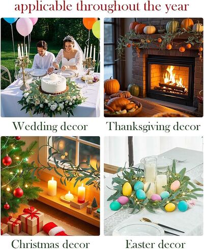 فودديوس مضاءة بطارية أغطية الزيتون التي تعمل مع توقيت 96 LED Fairy Lights 6ft ، Mantle Fireplace Vine Garland مع أضواء لزخرفة عيد الفصح الربيع عيد الميلاد حفل زفاف in Kuwait