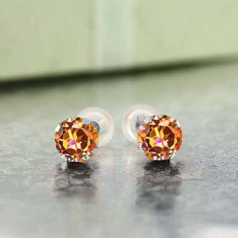 Gem Stone King 14K Yellow Gold Green Nano Emerald Stud Earrings For Women (1.54 Cttw Round Cut 6MM) in Saudi Arabia