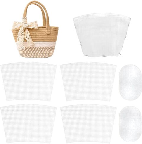 WADORN 2 Sets Clear Mesh Plastic Canvas Sheets for Embroidery, Blank Needlepoint Canvas Sheets for Crochet Bucket Bag Making Acrylic Yarn Knit Crochet Projects DIY Handmade Bag Weaving Kit, White in Saudi Arabia