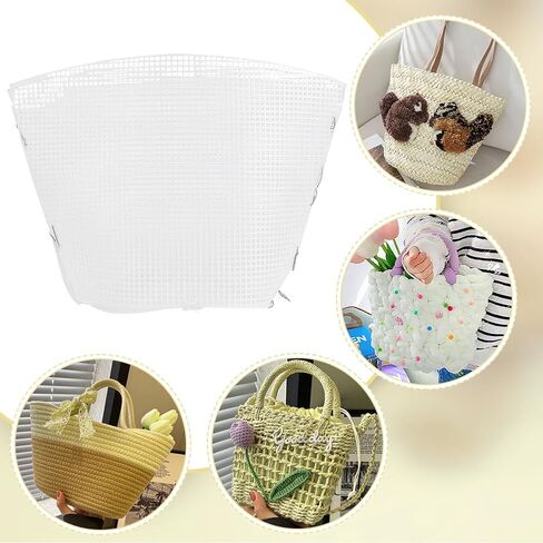 WADORN 2 Sets Clear Mesh Plastic Canvas Sheets for Embroidery, Blank Needlepoint Canvas Sheets for Crochet Bucket Bag Making Acrylic Yarn Knit Crochet Projects DIY Handmade Bag Weaving Kit, White in Saudi Arabia
