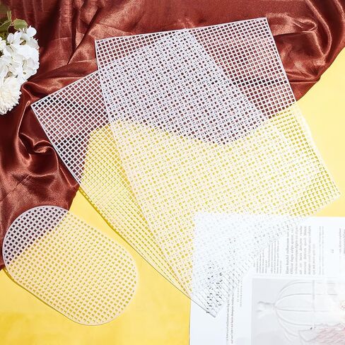 WADORN 2 Sets Clear Mesh Plastic Canvas Sheets for Embroidery, Blank Needlepoint Canvas Sheets for Crochet Bucket Bag Making Acrylic Yarn Knit Crochet Projects DIY Handmade Bag Weaving Kit, White in Saudi Arabia