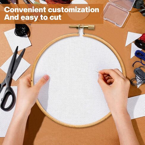 Zeyune Needlepoint Canvas 20 × 24 بوصة 18 شبكة قماش بيضاء فارغة مع 36 لونا من خيوط القطن و 5 إبر للتطريز ، مشاريع الكروشيه متماسكة in Kuwait