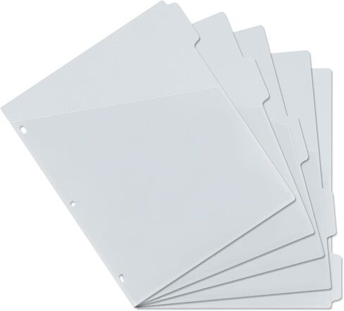 MultiBey A4 Binder Pockets Dividers with Pockets Plastic 6-Ring Binder Divider Bags, Sturdy 3 Holes 5-Tab Dividers Inserts for Journal, Loose Leaf Planner Office, School and Home Supplies (A4-Grey) in Saudi Arabia