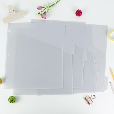 MultiBey A4 Binder Pockets Dividers with Pockets Plastic 6-Ring Binder Divider Bags, Sturdy 3 Holes 5-Tab Dividers Inserts for Journal, Loose Leaf Planner Office, School and Home Supplies (A4-Grey) in Saudi Arabia