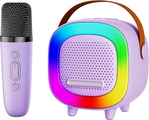 Kids Karaoke Machine Toy Ages 3-12, Mini 2 Wireless Mics Bluetooth Speaker in Saudi Arabia