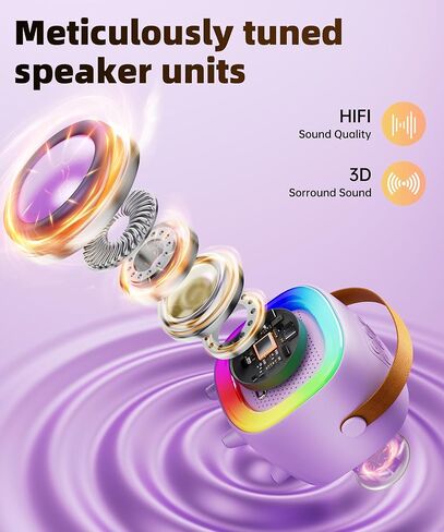 Kids Karaoke Machine Toy Ages 3-12, Mini 2 Wireless Mics Bluetooth Speaker in Saudi Arabia