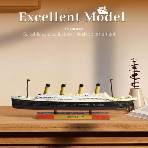 1/1250 RMS Titanic Cruise Ship Model Classic Alloy Metal Die-cast Boat Model Legendary British Cruise with Wooden Display Stand Suitable for Collection or Gift for Adults in Saudi Arabia