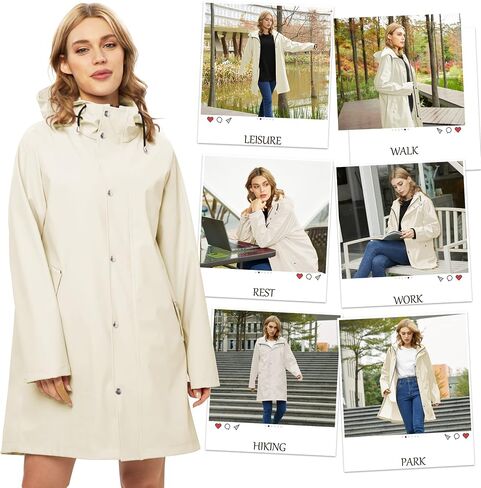 UNIQUEBELLA Women Long Trench Coat Single-Breasted Windproof Classic Overcoat Belted Slim Outerwear Coat with Belt & Hood（Beige） in Kuwait