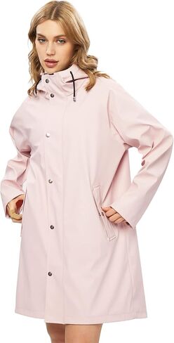 UNIQUEBELLA Women Long Trench Coat Single-Breasted Windproof Classic Overcoat Belted Slim Outerwear Coat with Belt & Hood（Beige） in Kuwait
