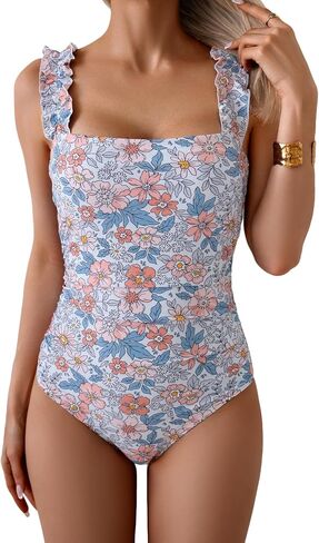 Eomenie Women's One Piece Swimsuit 2025 بطن مربع مربع بدلة السباحة بدلة الكشكشة in Saudi Arabia