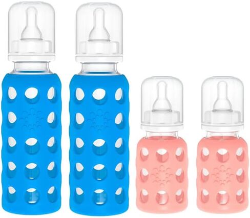 Lifefactory 9oz Glass Baby Bottle 4pk (Raspberry/Papaya/Kale/Grape) in Saudi Arabia