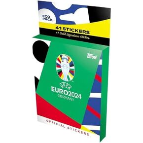 TOPPS Official Euro 2024 Sticker Collection - Eco Pack - Contains 41 Euro 2024 Stickers Plus 1 Gold Signature Series Sticker.