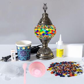 DIY Mosaic Lamp Kit for Adult Turkish Lamp Making Kit,Mosaic Kit for Adult Colorful Stain Glass Kit Make Your Own Table Light