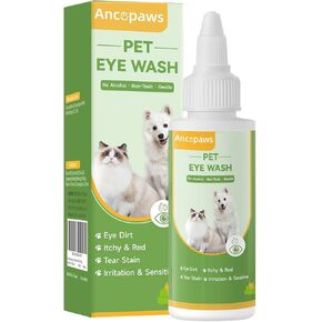 Eye Drops for Dogs & Cats: Pet Eye Wash to Soothe Allergy & Irritation - Dog Eye Drops to Relieve Dry Eyes Pink Eyes - Pet Tear Stain Cleaner - Suitable for All Animals (2 Pack)
