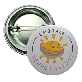 دبوس التوعية العصبية - احتضان أزرار التنوع العصبي - صغير ، 1.25 " - حزمة من 12 أزرار pinback